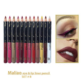Maliao 12 Pcs Eye & Lip Liner Pencil
